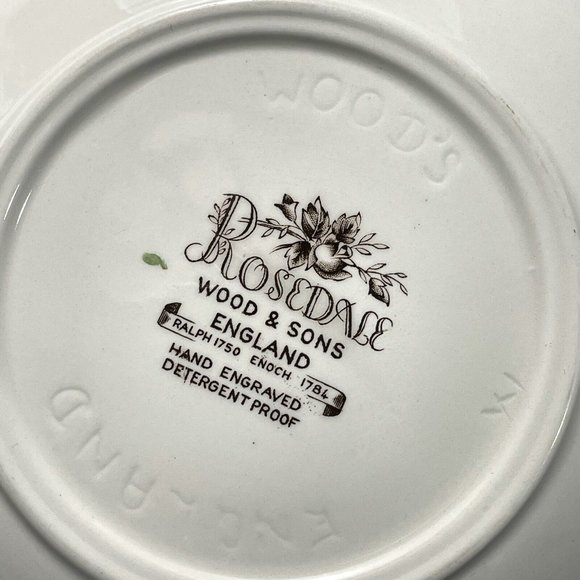 Vintage 1960s Wood & Sons England Rosedale Butter Dish Ironstone Hand Engraved - Picture 6 of 11